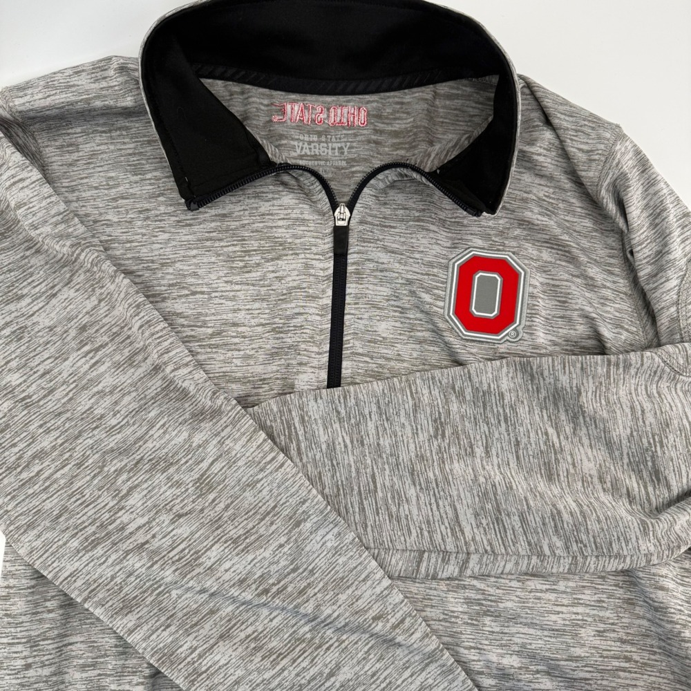 Ohio State Buckeyes Varsity Grey Space Dye Quarter Zip Pullover Jacket XL
